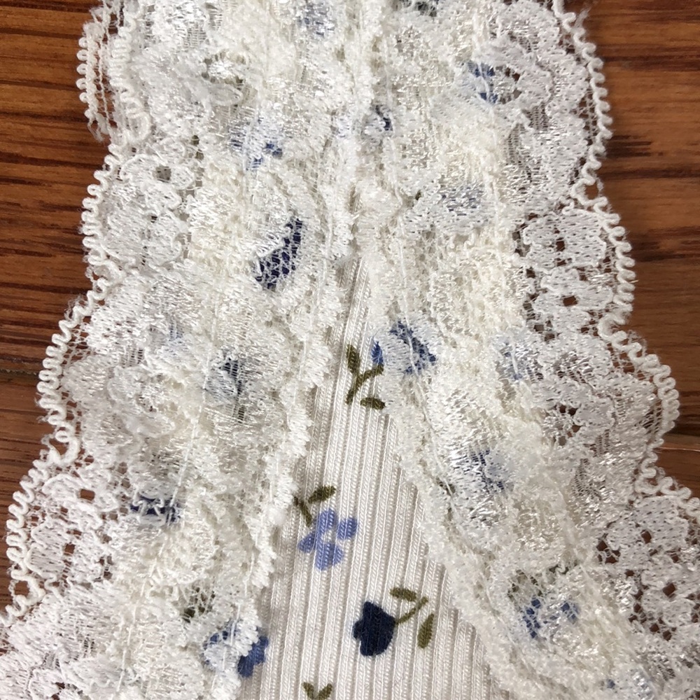 Forever 21 Blue and White Floral Bodysuit Tank - Picture 4 of 6